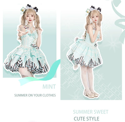 OCELOT~Sweety Gummy~Sweet Lolita JSK Dress Big Bow Flower Bud Lolita Dress   