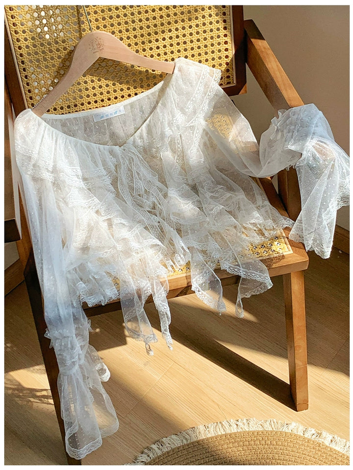 With PUJI~Letters and Poetry~Summer Classic Lolita Tulle Lace Bolero with Multi-Color
