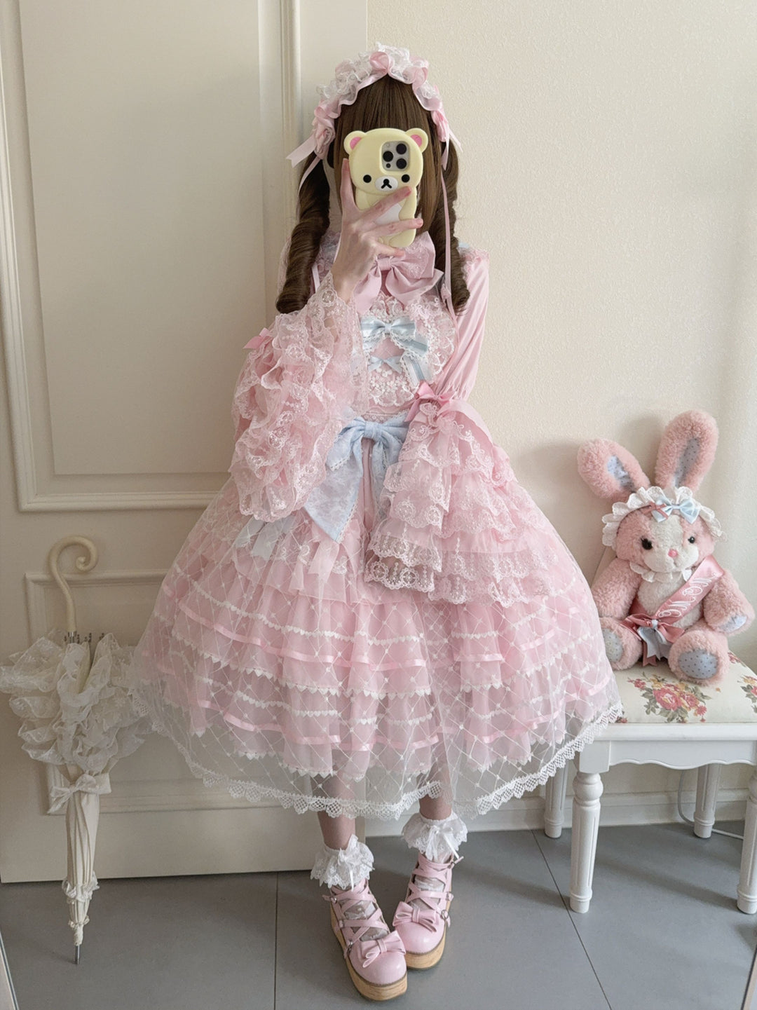 Hanguliang~Spring Awakening~Sweet Lolita JSK and Princess-Sleeved Shirt with Lace Detail