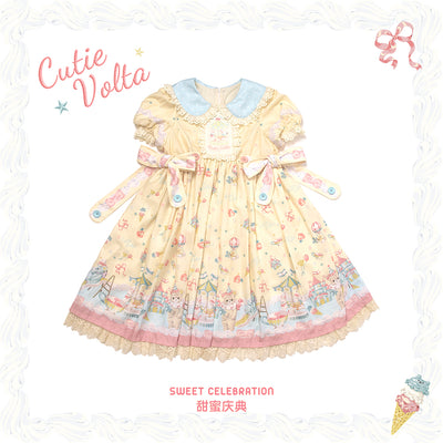 (BFM)Cutie Volta~Sweet Celebration~Sweet Lolita OP Dress Bunny Bear JSK Salopette Size #1 Cream Color-OP 