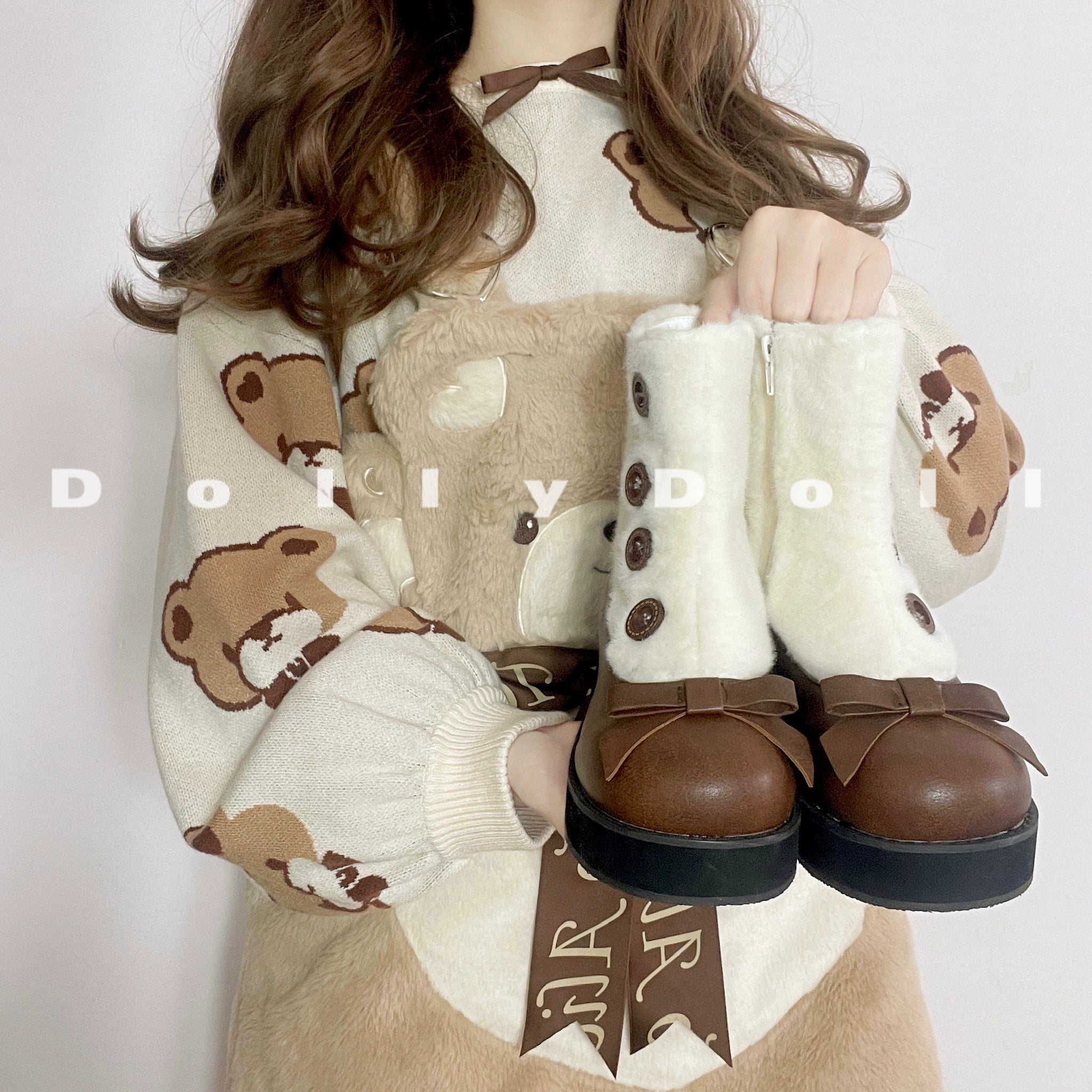Dolly Doll~Winter Lolita Boots Fur Mary Jane Lolita Low Heel Shoes 32674:403274