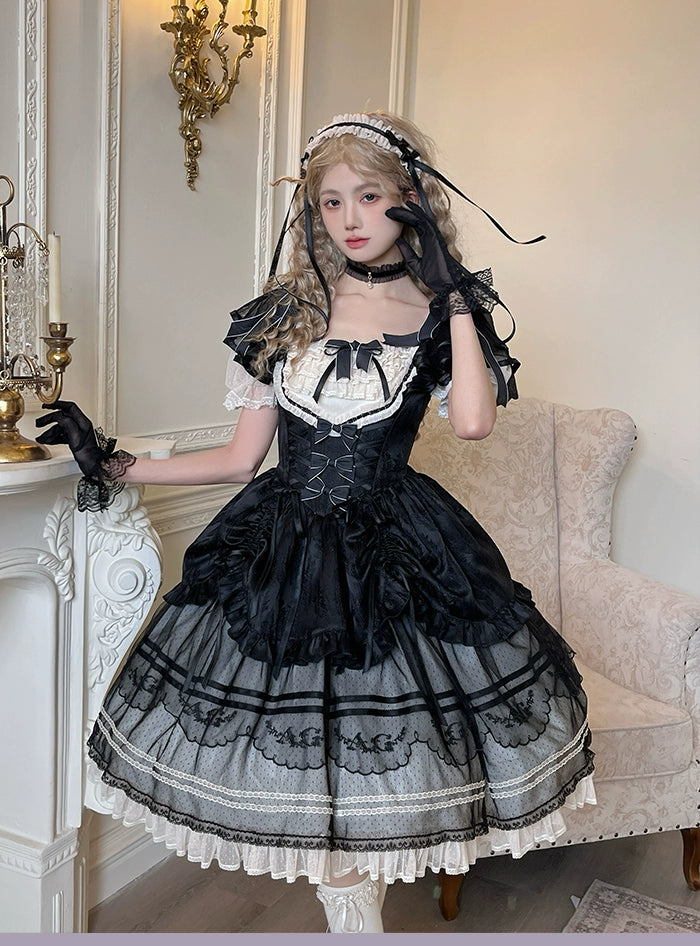 Alice girl~Yesterday Morning Mist~Classic Lolita JSK Elegant Low-cut Lolita Dress