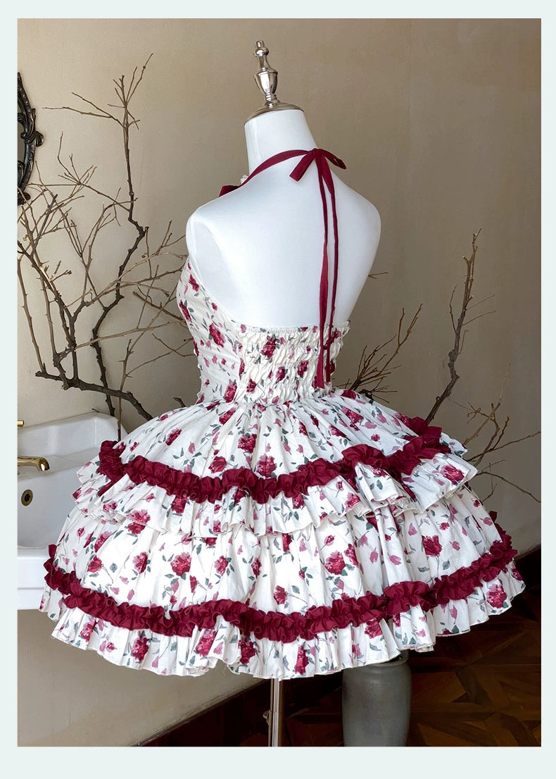 Diamond Honey Lolita~Heart Rose~Vintage Lolita Jumper Dress Retro Rose Lolita JSK   
