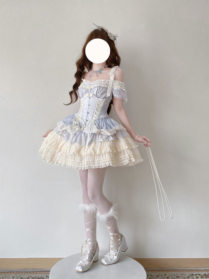 Caramel Antique~Yuyan~Ballet-style Sweet Lolita Corset JSK with Built-in Petticoat