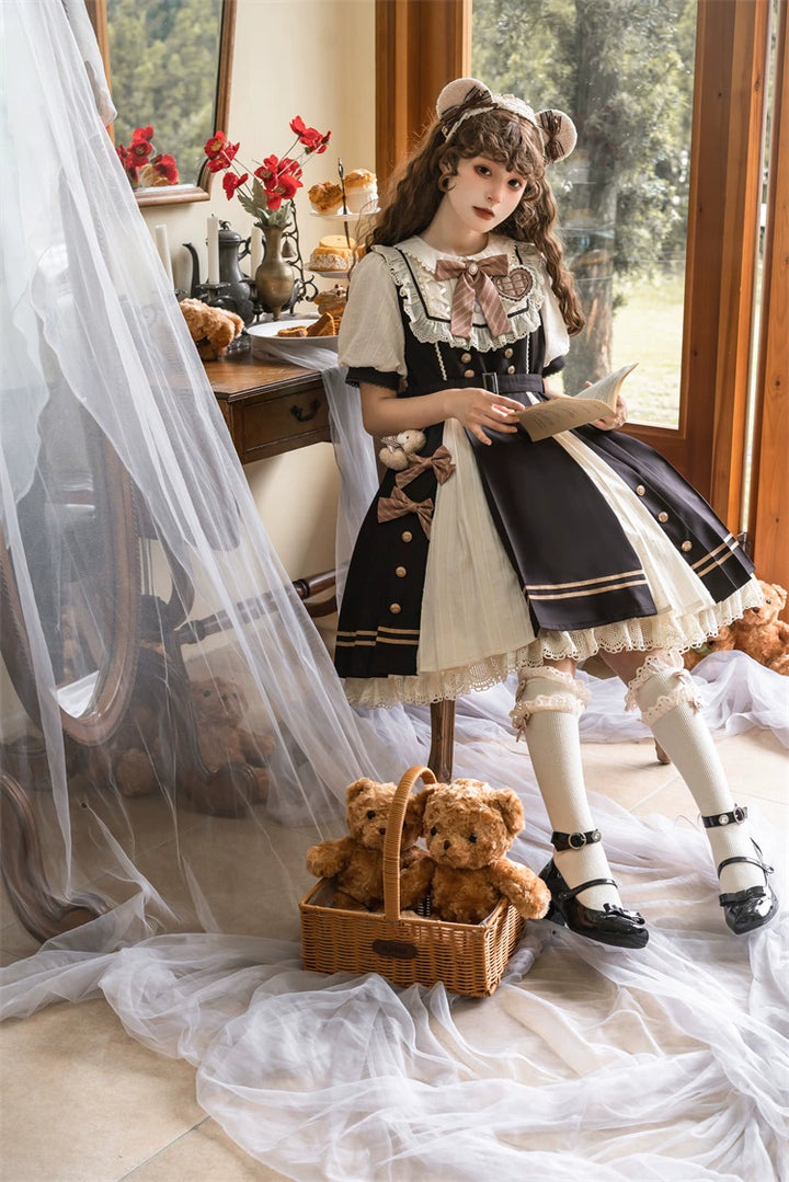 Letters from Unknown Star~Chocolate Workshop~Elegant Lolita OP Daily Short Sleeve Dress   