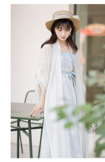 Chixia~Cloud And Water Blue~Elegant Han Lolita Dress and Long Gown S dress 