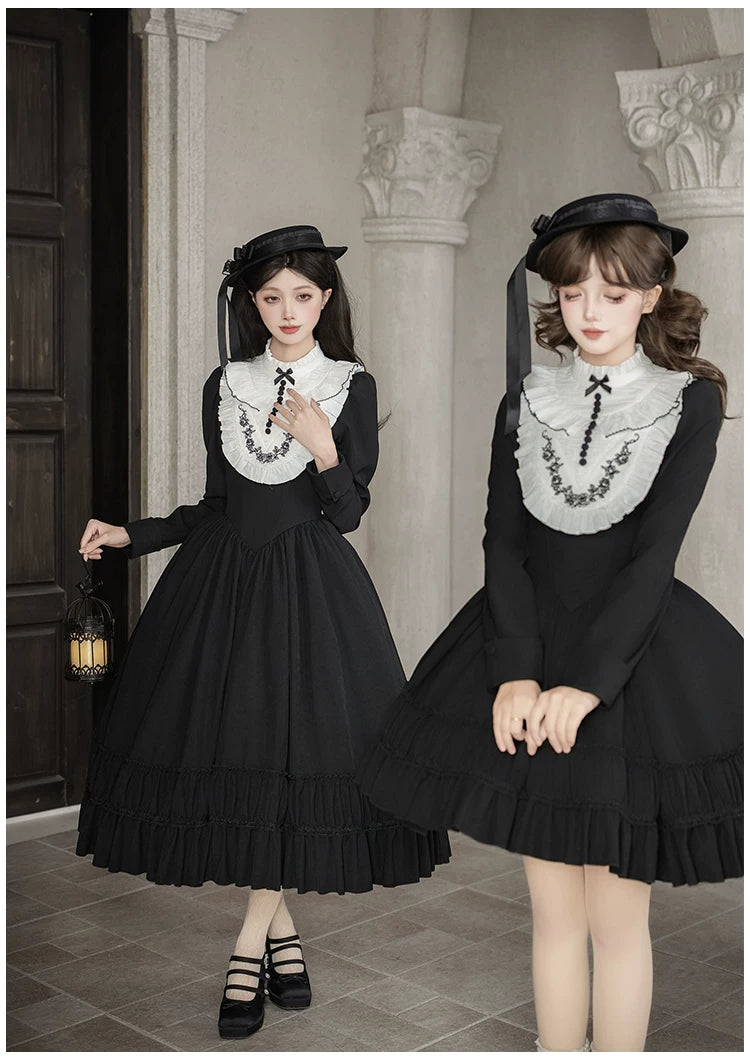 Audrey's Reply - Classic Lolita Square Neck OP, Detachable Embroidered Collar