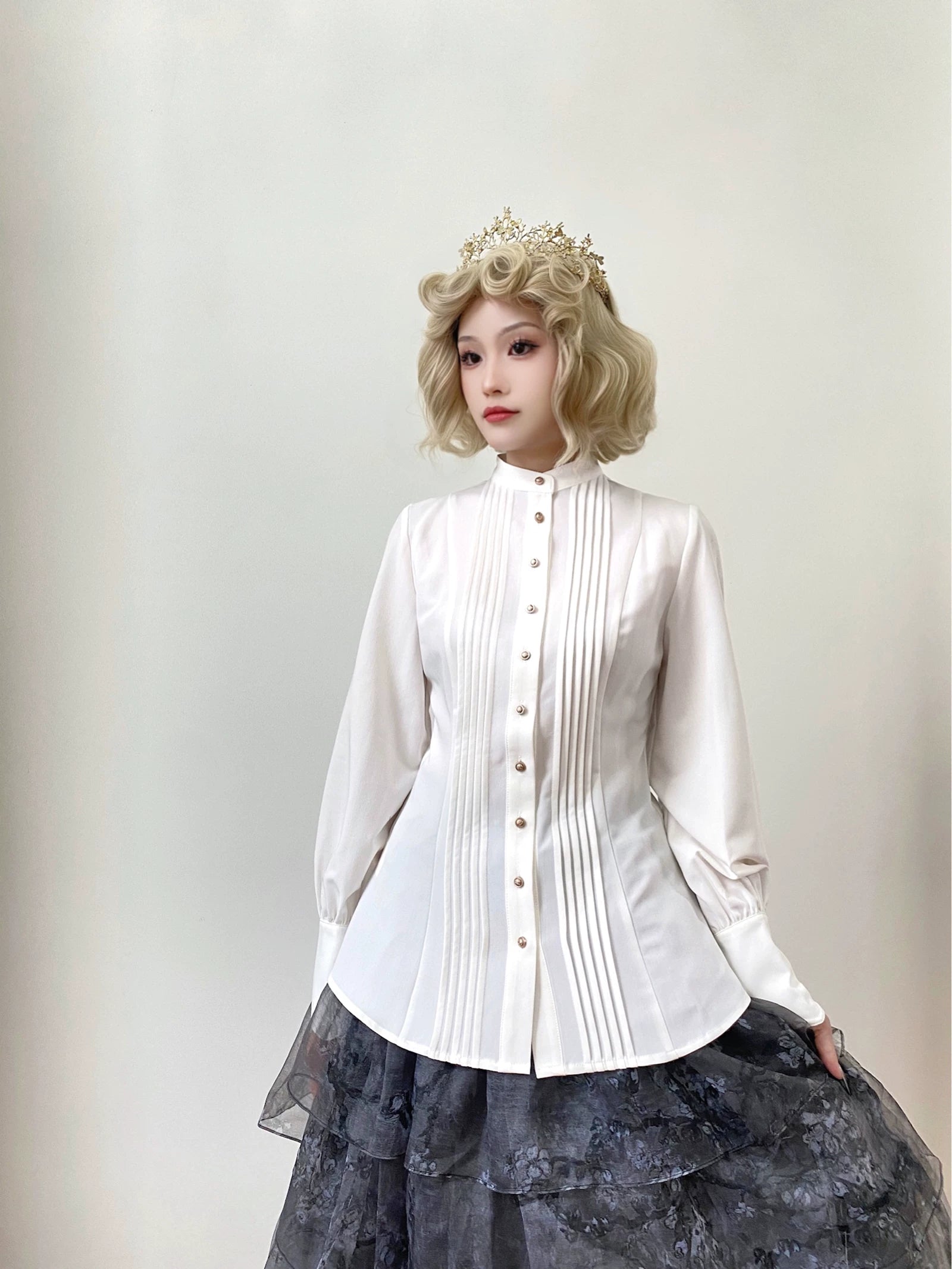 Silence Poem - Classic Lolita Long Sleeve Shirt, Detachable Jabot 44553:813078