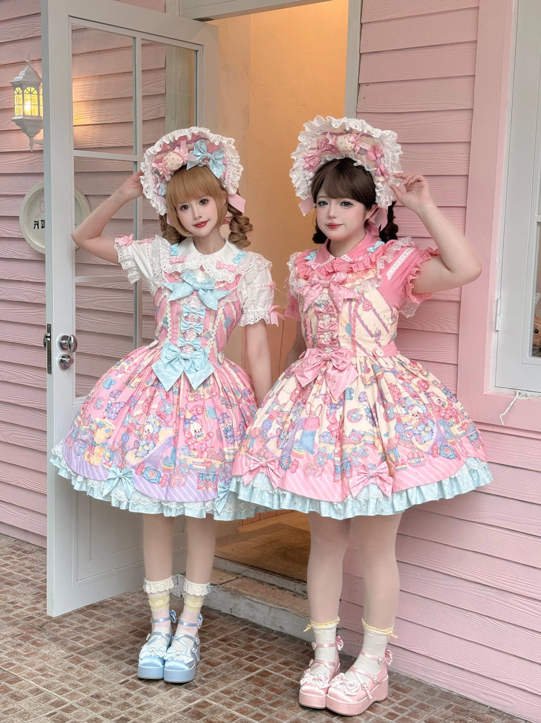 Star Fantasy~Rainbow Buffet Bunny~Candy-Like Kawaii Lolita Dress Suit with Plus Size Shirt