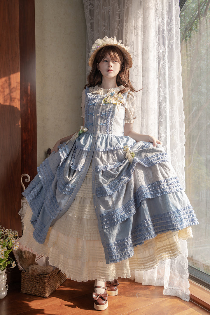 Miss Point~Garden Sunflower~Country Lolita JSK Five-Tiered Open Front Dress