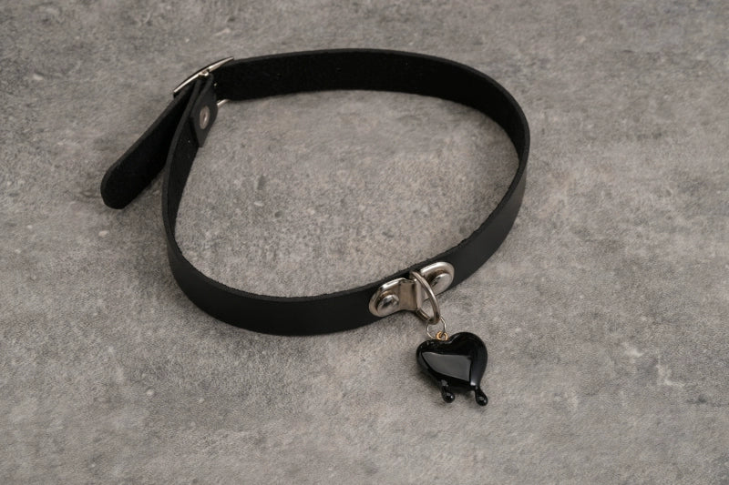 Strange Sugar~Gothic Lolita Choker Faux Leather Heart Pendant Necklace 4 Black heart pendant 36642:530612