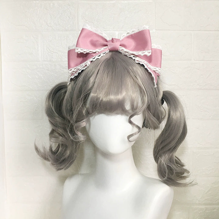 Qingyi Handmade~Sweet Lolita KC Multicolor Bow Lolita Headwear Smoke pink  