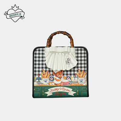 BerryQ~Sweet Lolita Handmade Handbags Plaid Print Multicolors black  