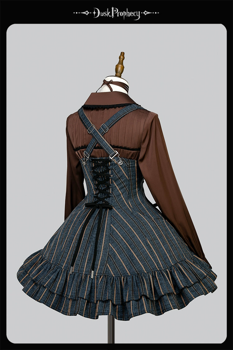 DuskProphecy - Heron - Classic Lolita Striped JSK Dress, Halter Neckline 44313:802872