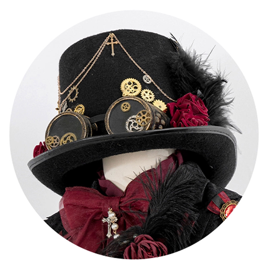 (BFM)Luna Planetarium~Evil Fang~Gothic Lolita Accessories Brooch Necktie Clip KC Hat Top hat  