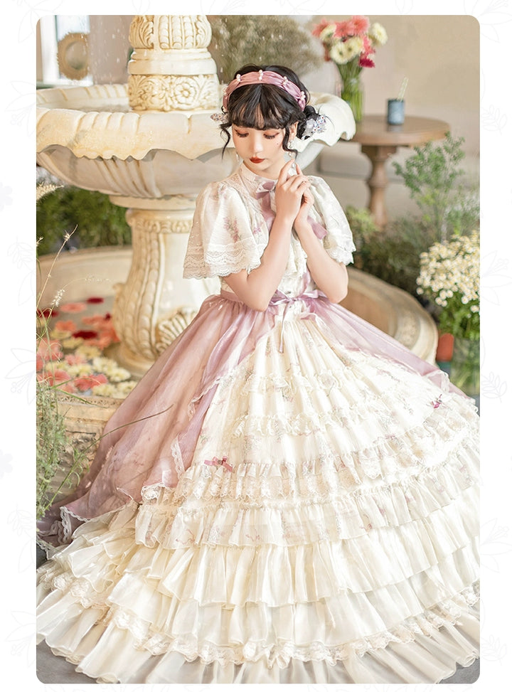 With PUJI~Nanke~Classic Lolita OP Dress Outfit with Edwardian Collar 41366:692972