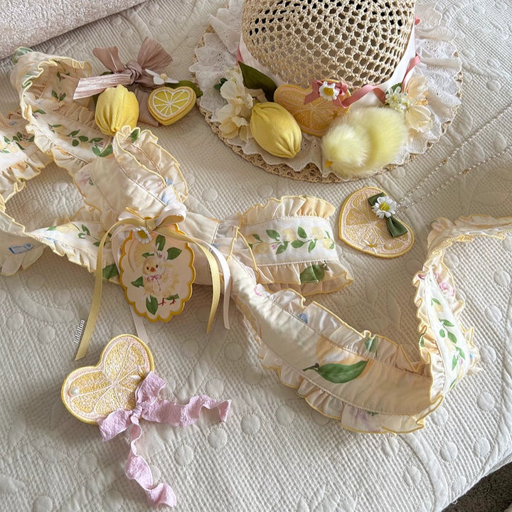 Miss Point~Lemon Chick~Country Lolita Accessories With Openwork Straw Hat 42983:760444