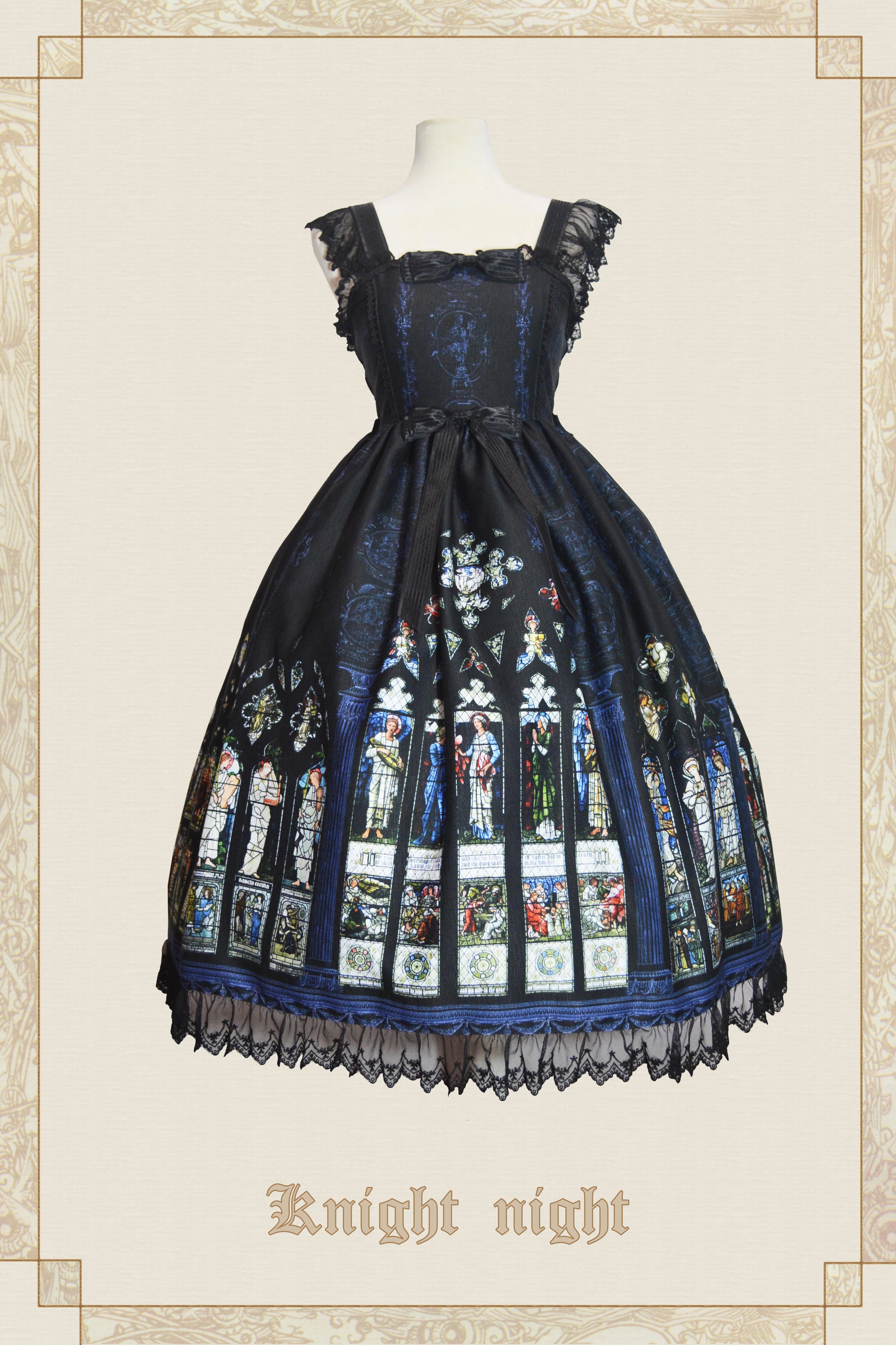 Knight night - The Saint Priest - Stained Glass·Sain Lolita Jumper Dress S Black X Blue