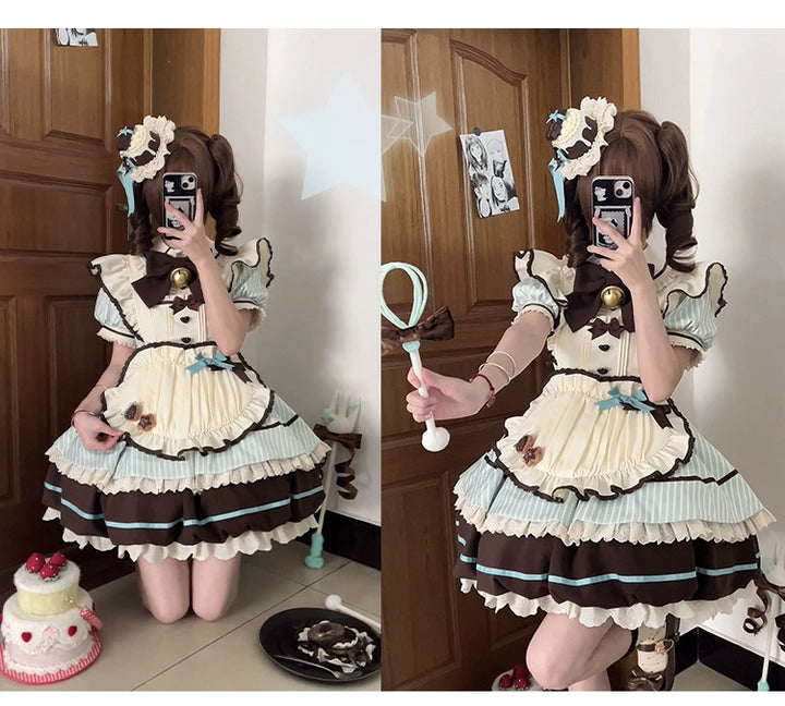 Sakurahime~Berry Bubble~Kawaii Lolita OP Tiered Ruffles Apron Lolita Dress