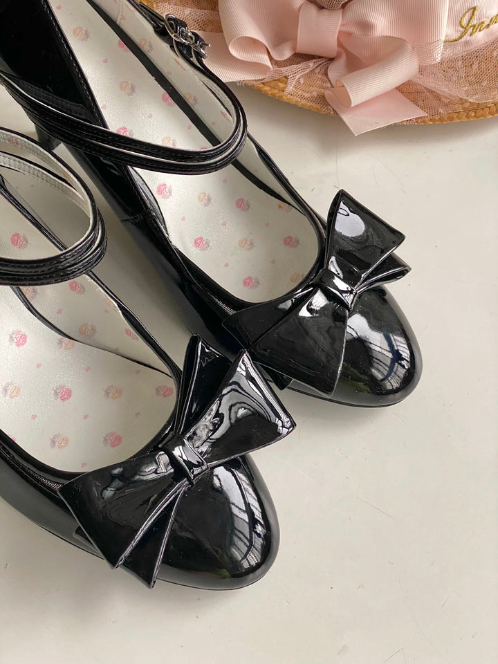 Pure Tea For Dream~Coco Sweet~Elegant Lolita Shoes Pointed Toe Heels with Bow 42298:740664