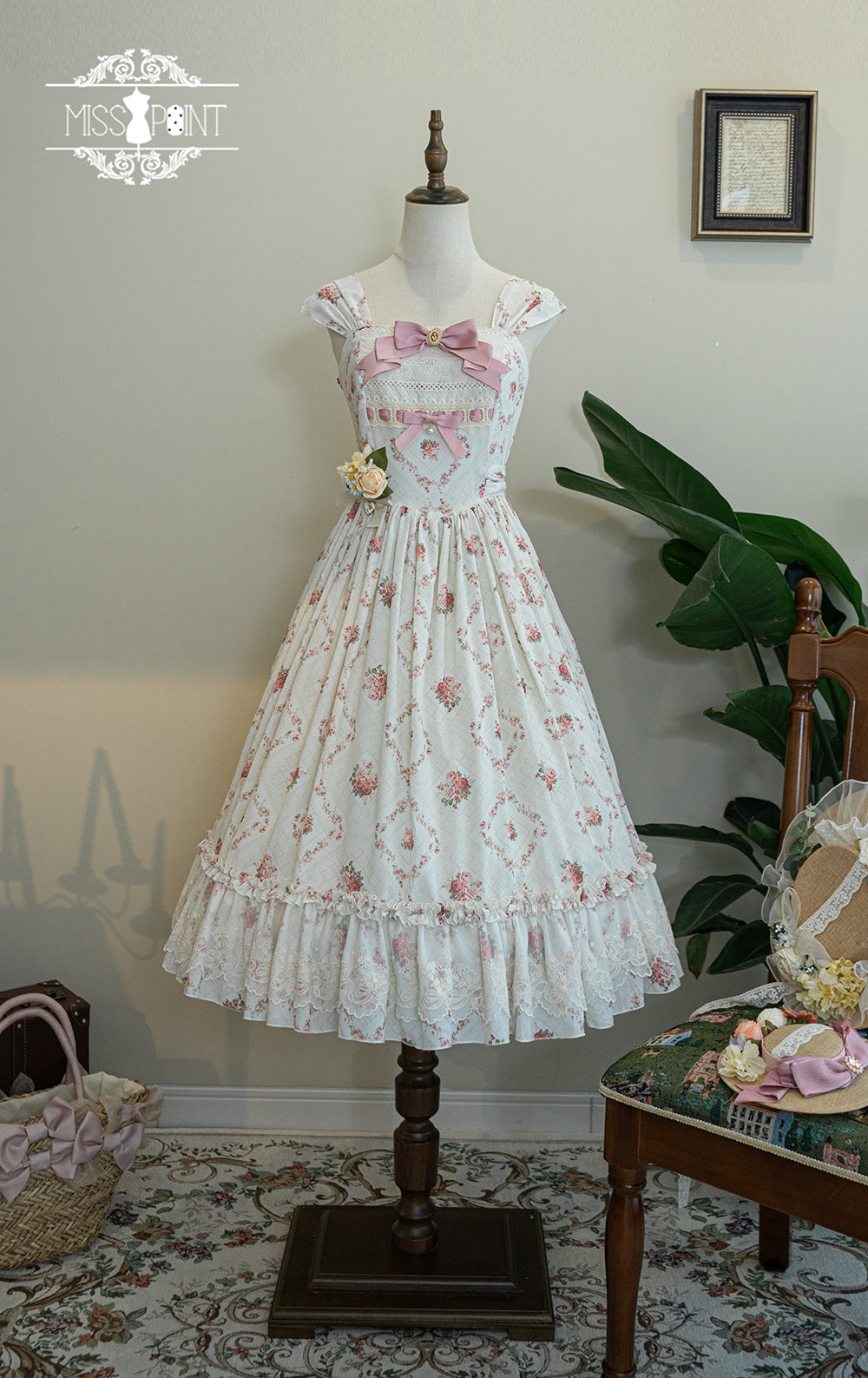 Miss Point~Customized Wood Rose 2.0 Elegant Vintage Jumper Skirt XS pink 