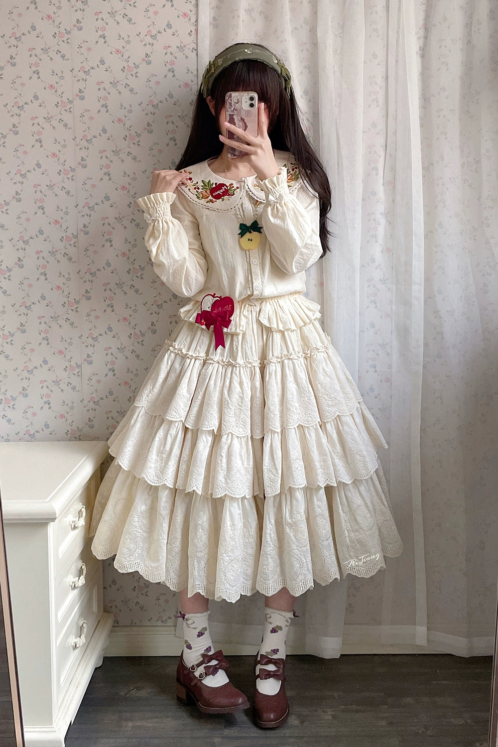 (BFM)Miss Point~Customized Lolita Skirt Embroidery Lace Cotton Lolita Skirt 31828:370802