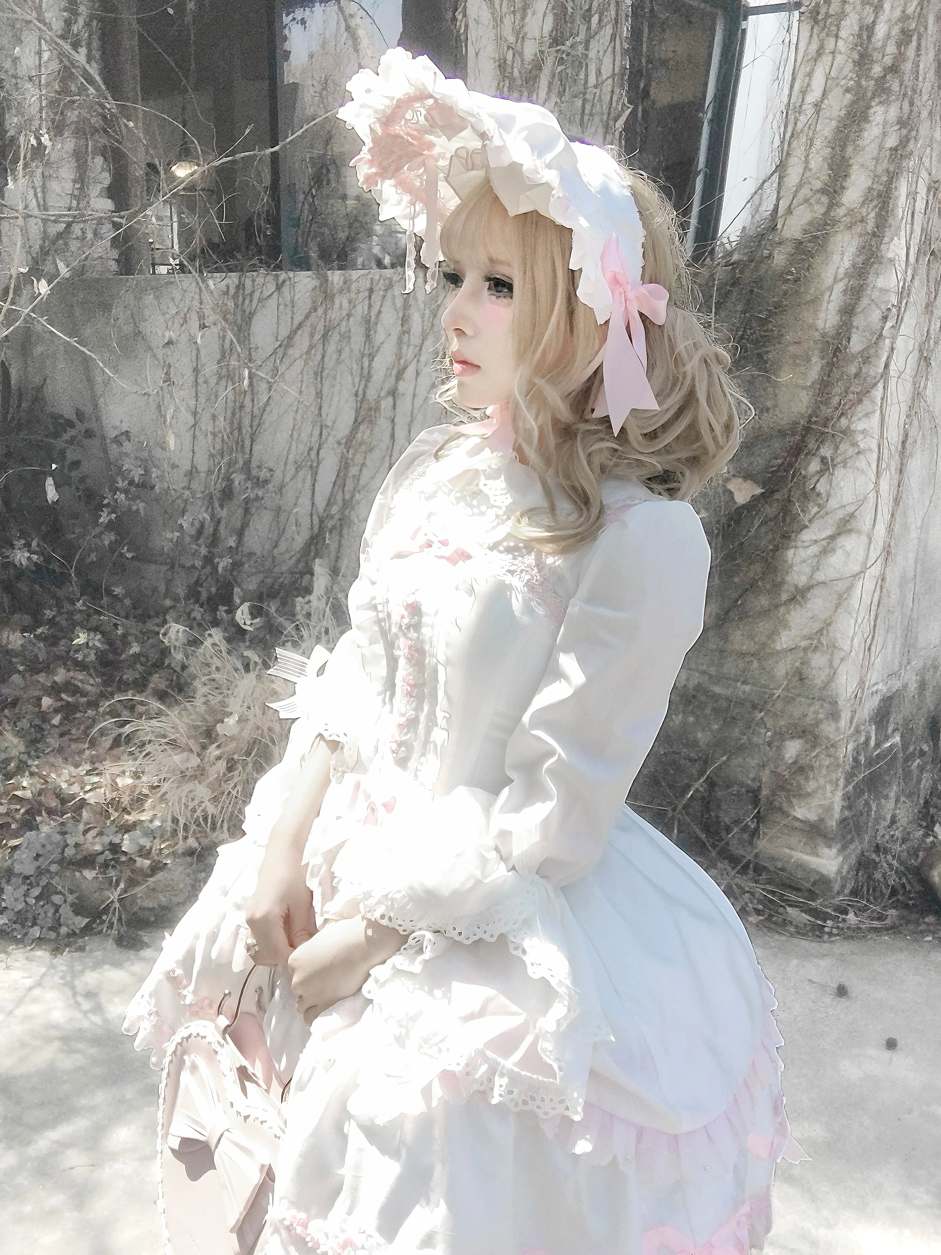 Charlotte Bouquet - Old School Lolita JSK Set, Embroidery & Bows 45093:835309