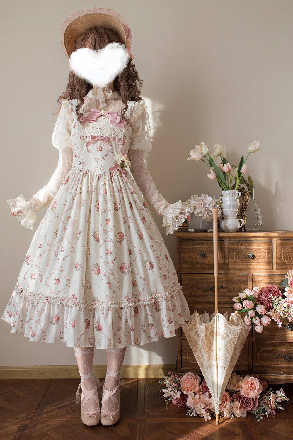 Miss Point~Customized Wood Rose 2.0 Elegant Vintage Jumper Dress 21392:302596
