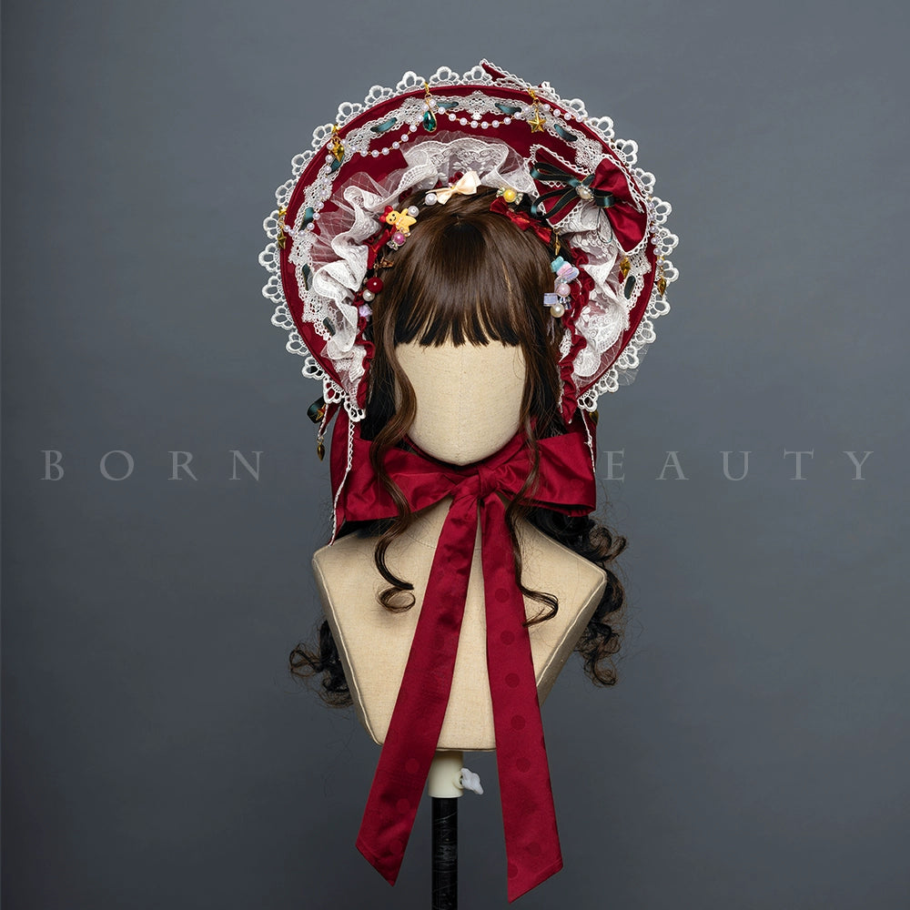 Youpairui~Leicester~Elegant Lolita Red Christmas Headdress   