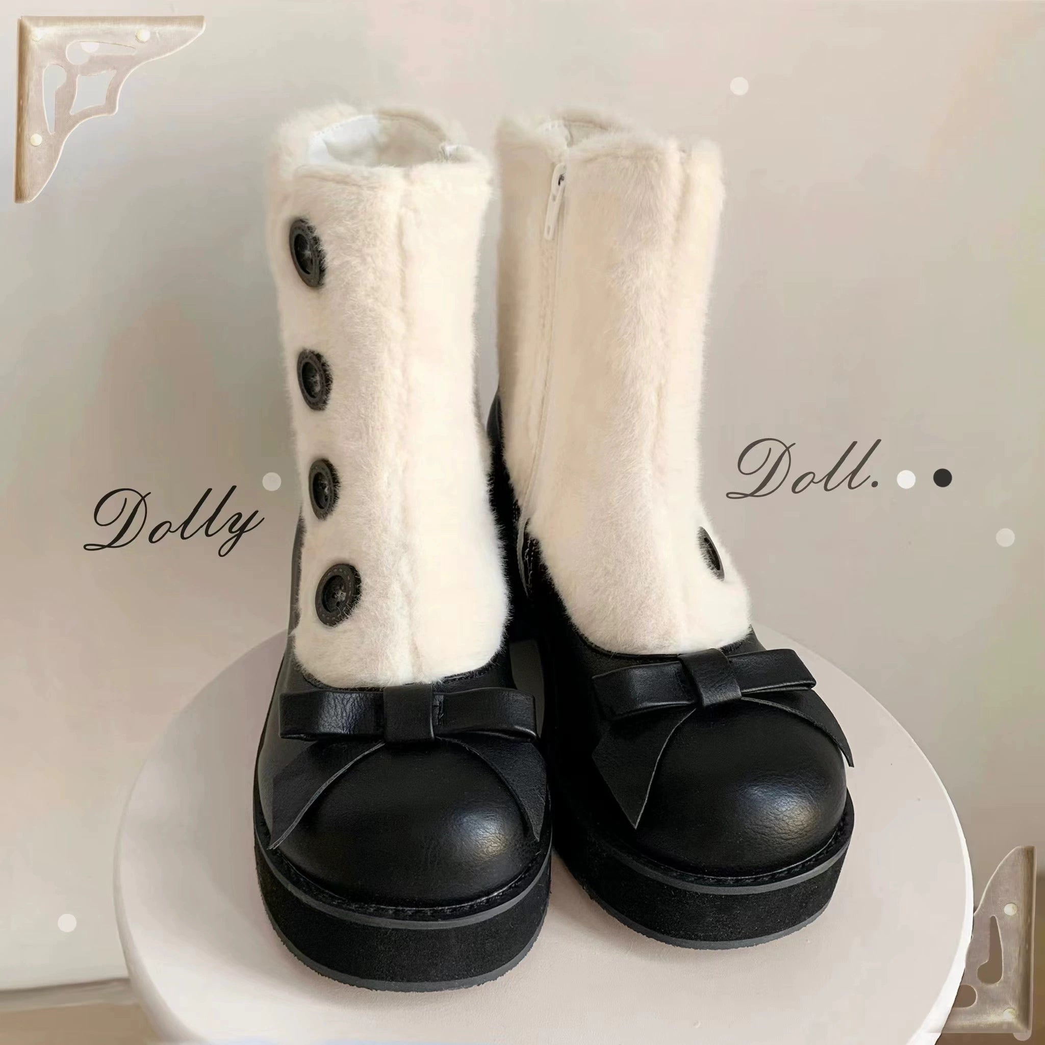 Dolly Doll~Winter Lolita Boots Fur Mary Jane Lolita Low Heel Shoes 32674:403300