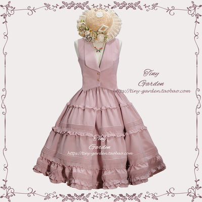 Tiny Garden~Old Love Songs~Lolita Elegant Vintage SK and Waistcoat S-waistcoats leather pink 