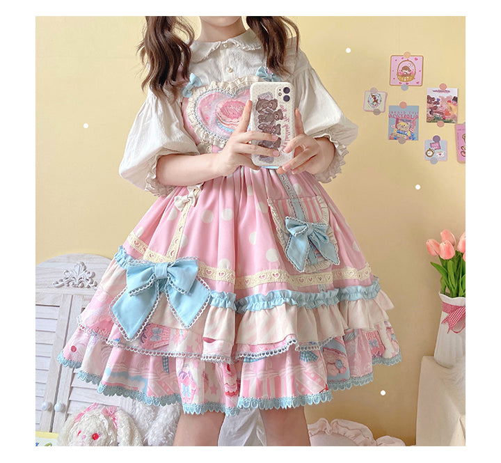 Mewroco~Cream Sugar~Sweet Lolita Flounce Hemline JSK   