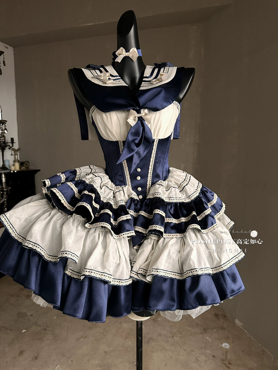 POSHEPOSE~Girl's Shore~High-End Sailor Lolita Dress Set   