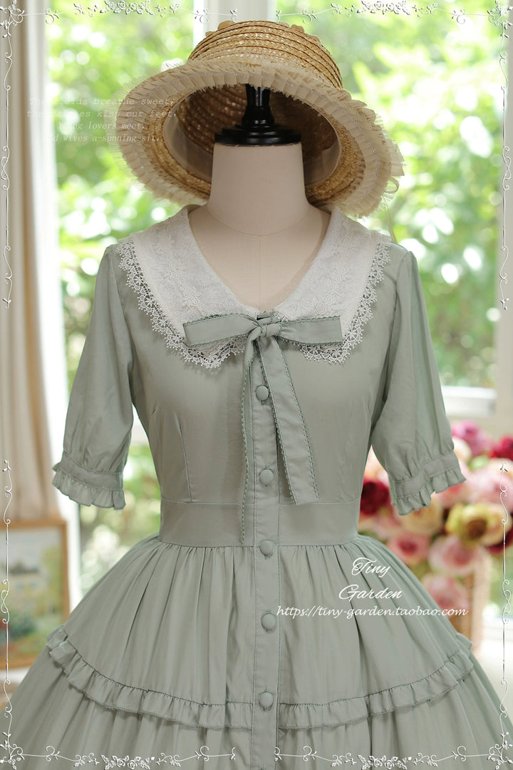 Tiny Garden~Lacey 2.0~Classic Lolita OP Lace Collar Open Front Dress   