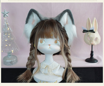 Meow Three Times~Sweet Lolita Accessory Cat Ear Headband gray  