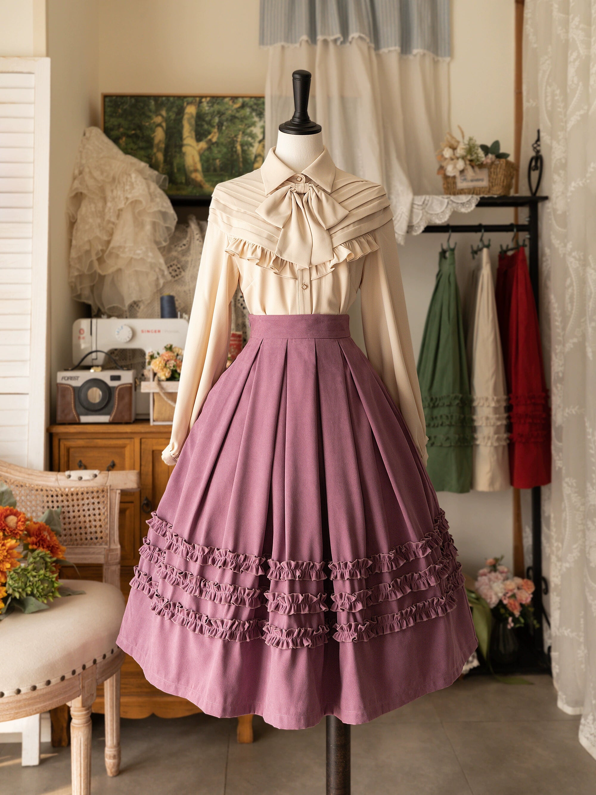 Forest Wardrobe - Forest Basket - Elegant Lolita Skirt Mushroom Edge Skirt Retro Classic