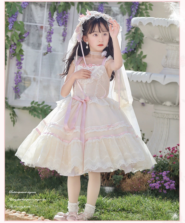 Mademoiselle Pearl~Silk Ballet~Kid Lolita JSK Dress Flower Wedding Lolita Dress