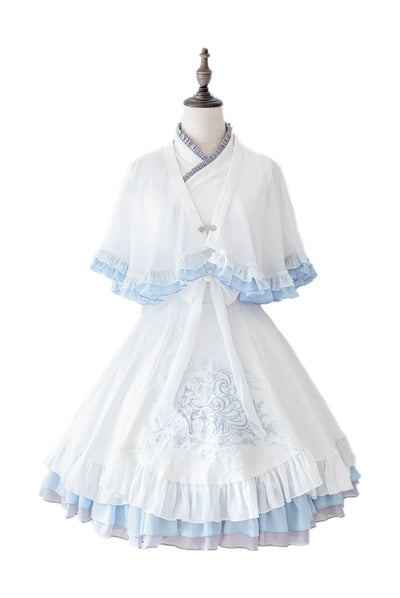 (BFM)Forest Wardrobe~Chinese Style Lolita Dress Elegant Embroidery JSK XS white 