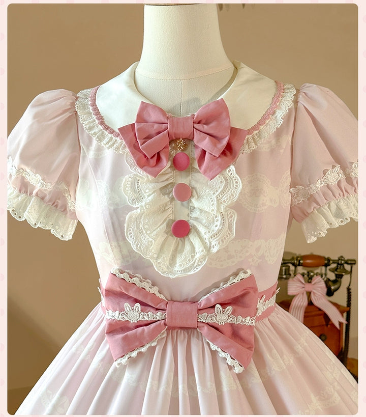 Mademoiselle Pearl~Bow Rabbit~IP Collab Sweet Lolita OP in Multiple Styles 43054:763911