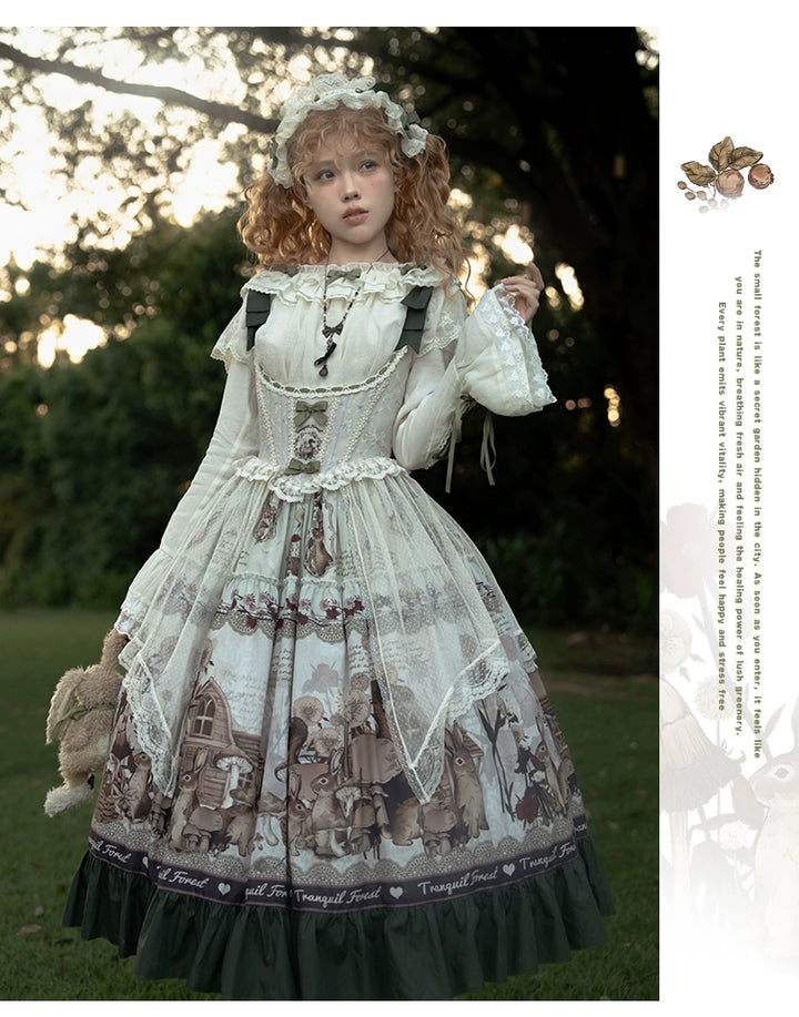 Spireme Cat~Small Forest~Classic Lolita JSK Dress Chest Support Printing Dress   