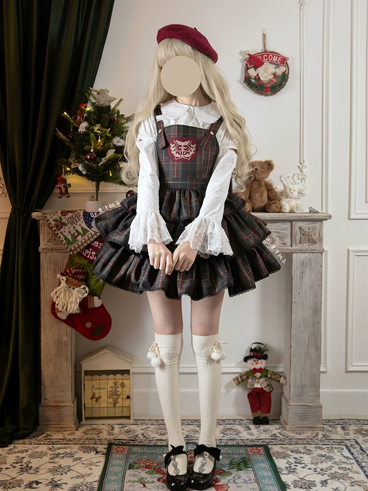 CastleToo~Christmas Limited~Ouji Lolita Suit Salopette Cape Mid-length Pants   