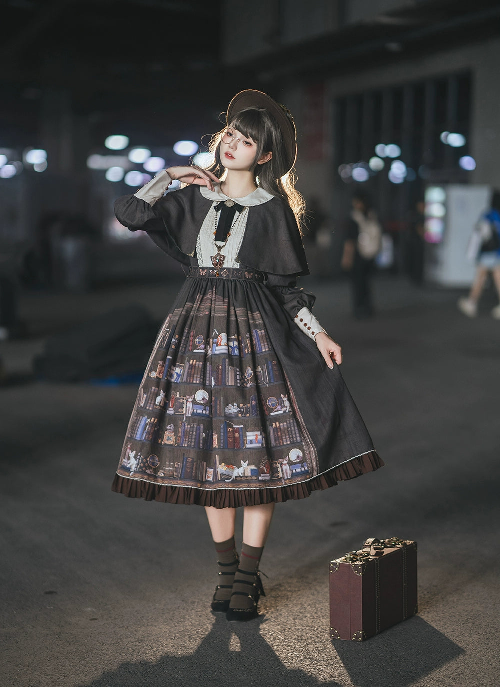 Miss Point - German Bookshelf - Classic Lolita OP Dress & Detachble Cape 44023:792404