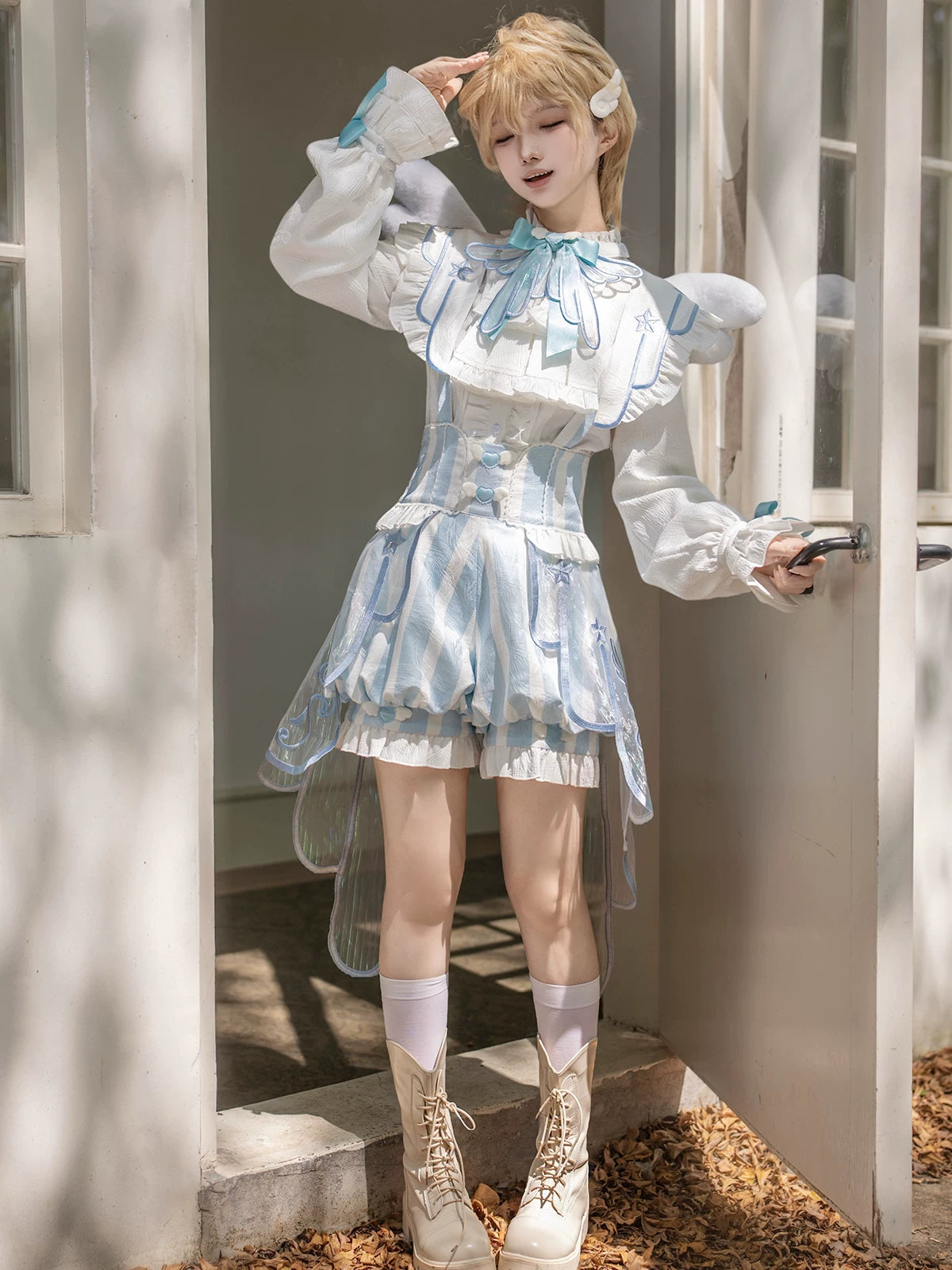 Angelic Covenant - Ouji Lolita Prince Outfit Set, Angel Wing Trailing 45761:861141