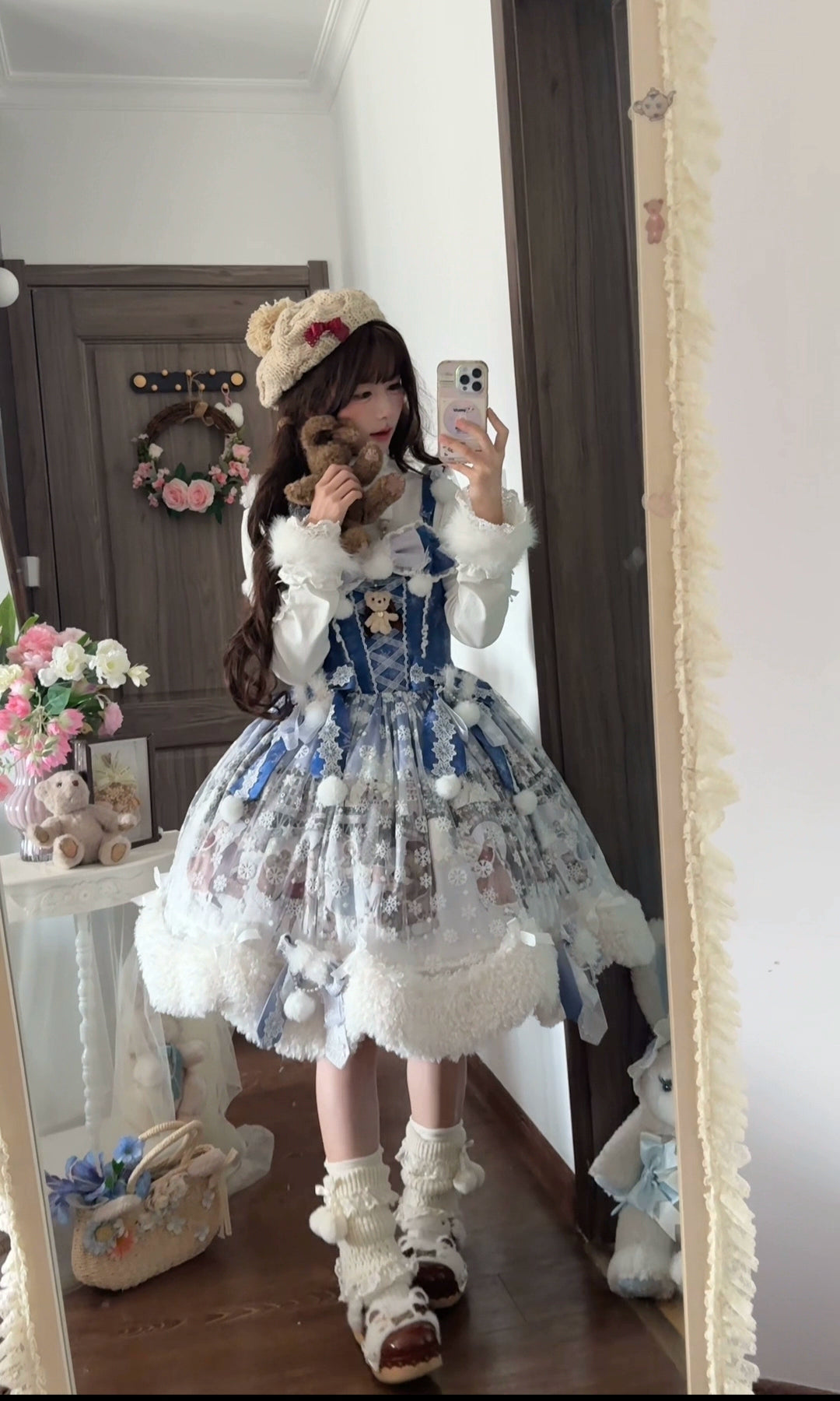 Jiuniangtutao - Edelweiss Moment - Fluffy Sweet Lolita JSK, Snow Details 44264:801717