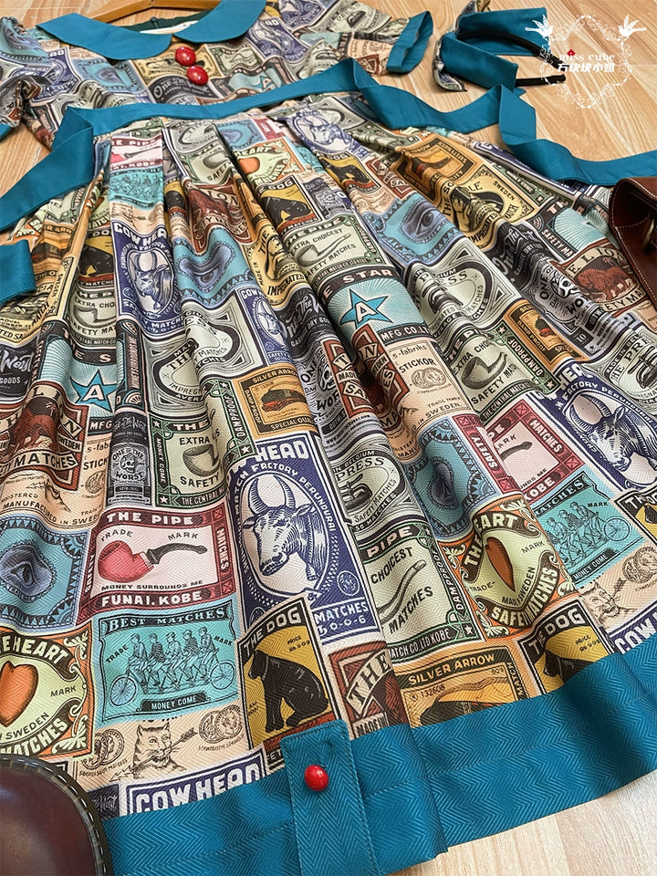 Miss Cube - Antique Label - Retro Lolita OP Dress Short Sleeve Dress 35660:498630