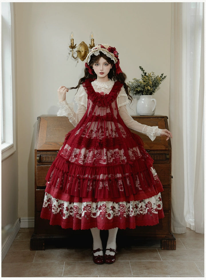 With PUJI~Letters and Poetry~Classic Lolita Tulle Over-Skirt for Summer