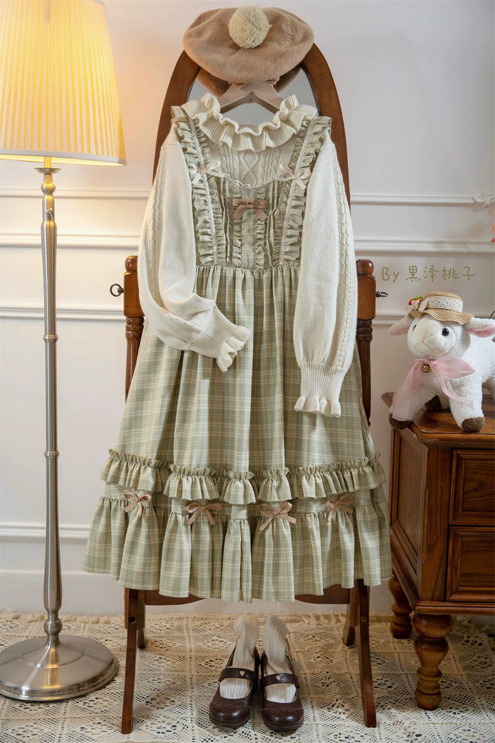 EESSILY~Green Fairy Tales~Classic Lolita Plaid JSK Plus Size Lolita Dress   