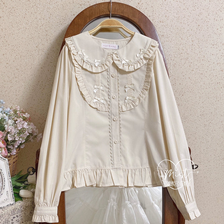 MIST~Sweet Lolita Blouse Doll Collar Lolita Shirt With Bubble Sleeve S Ivory 