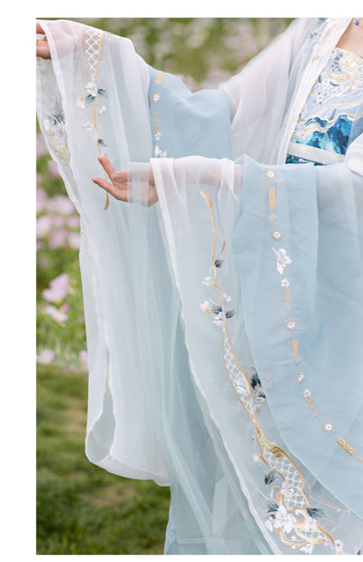 Chixia~Han Lolita Elegant Dusty Blue Tube Top Dress   