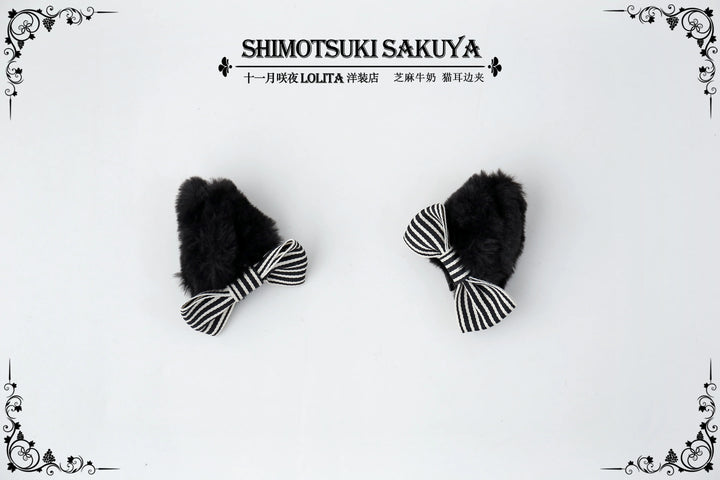 Sakuya Lolita~Kawaii Lolita Cat Print Skirt Suit S cat ear side clip only 